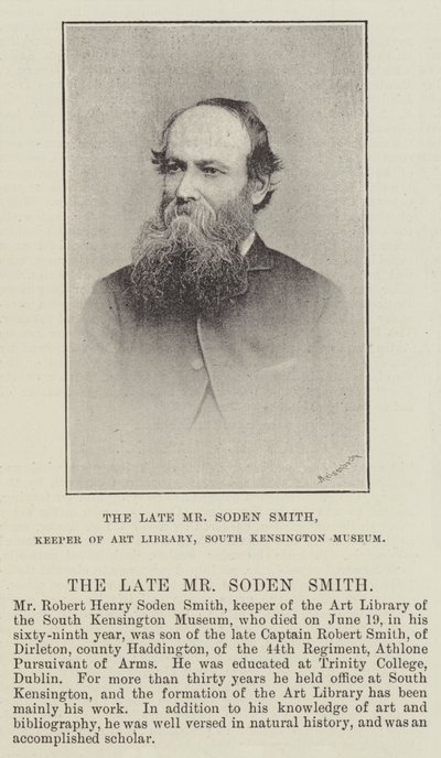 De wijlen de heer Soden Smith, beheerder van de kunstbibliotheek, South Kensington Museum door English Photographer