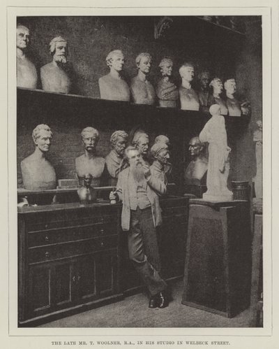 De overleden Mr. T Woolner, RA, in zijn studio in Welbeck Street door English Photographer