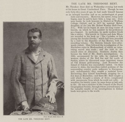 De overleden Mr Theodore Bent door English Photographer