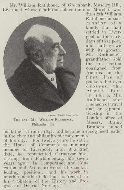 De wijlen de heer William Rathbone, filantroop door English Photographer