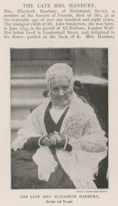 De overleden Mevrouw Elizabeth Hanbury, leefde 108 jaar door English Photographer