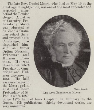 De wijlen Prebendary Moore door English Photographer