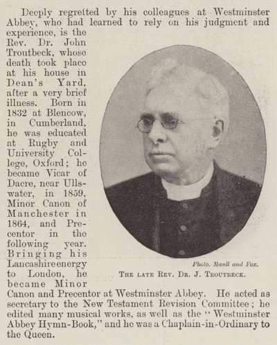 De wijlen dominee Dr J Troutbeck door English Photographer