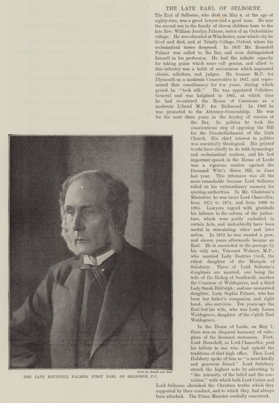 De overleden Roundell Palmer, Eerste Graaf van Selborne, PC door English Photographer