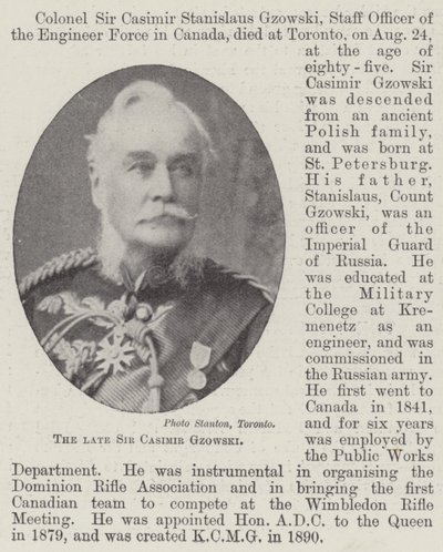 De wijlen Sir Casimir Gzowski door English Photographer