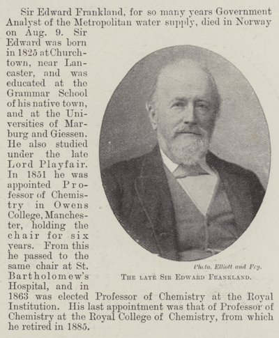 De overleden Sir Edward Frankland door English Photographer