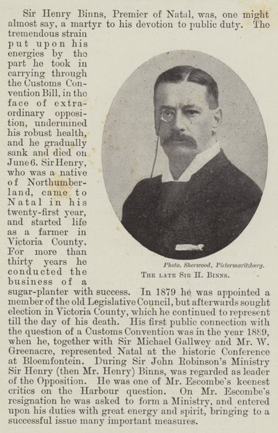 De overleden Sir H Binns door English Photographer