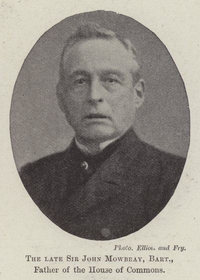 De overleden Sir John Mowbray, baronet, vader van het Lagerhuis door English Photographer