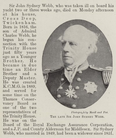 De wijlen Sir John Sydney Webb door English Photographer