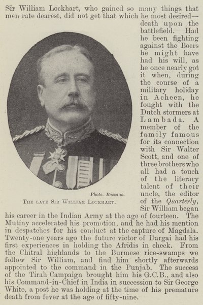 De overleden Sir William Lockhart door English Photographer