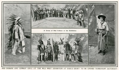 De opening van de Golden West-tentoonstelling in Earls Court: Rode Indianen en cowgirl meisjes door English Photographer