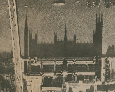 De schaduw van Westminster; foto genomen van bovenaf met uitzicht op het Parlement door English Photographer