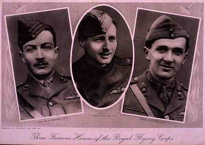 Drie beroemde helden van het Royal Flying Corps, voor 