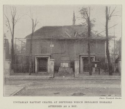 Unitarische baptistenkapel in Deptford die Benjamin Disraeli als jongen bezocht door English Photographer