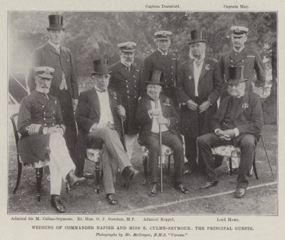 Huwelijk van Commandant Napier en Miss E Culme-Seymour, de Hoofdgasten door English Photographer