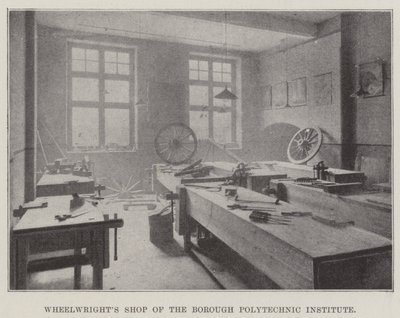 Wielmakerswerkplaats van het Borough Polytechnic Institute door English Photographer