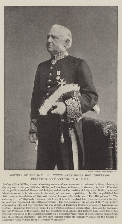 Schrijvers van de dag, de zeer eerwaarde professor Frederick Max Muller, LLD, DCL door English Photographer