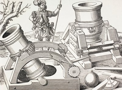 16e Eeuwse Mortieren op Verplaatsbare Affuiten, ca. 1880 door English School