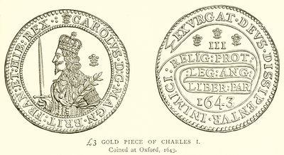£3 gouden muntstuk van Charles I door English School