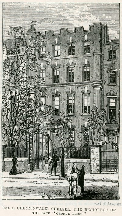 4 Cheyne Walk, Chelsea, de residentie van wijlen George Eliot door English School