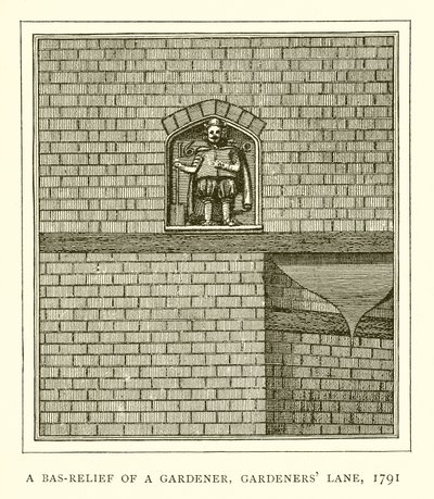 Een Bas-Relief van een Tuinier, Gardeners Lane, 1791 door English School