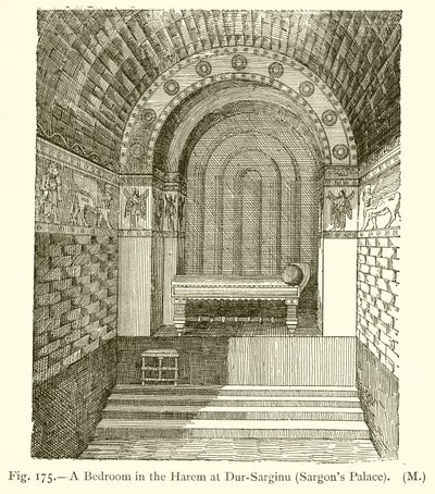Een slaapkamer in de harem in Dur-Sarginu (Sargons paleis) door English School