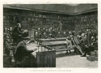 Een Boekenverkoop in Sothebys Veilingzaal door English School