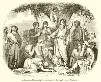Een christelijke missionaris die predikt tot de Britse heidenen door English School