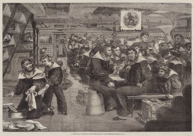 Een kerstdiner in het vooronder van de Pembroke Man-of-War door English School