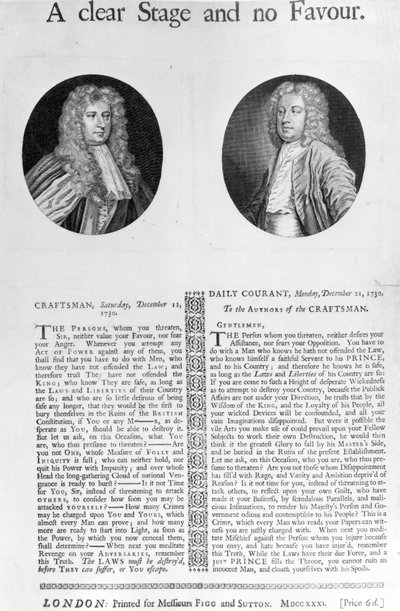 Een helder podium en geen gunst, 1730 door English School