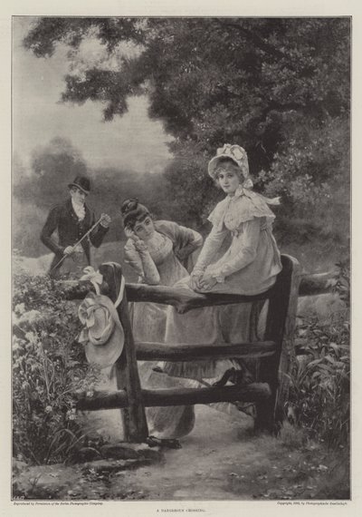 Een gevaarlijke oversteek (gravure) door English School