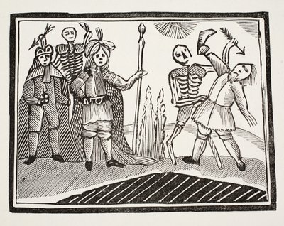 Een dialoog tussen een blinde man en de dood, illustratie uit Chap-books of the Eighteenth Century door John Ashton, uitgegeven 1882 door English School