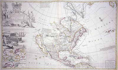 Een dubbelbladige kaart van Noord-Amerika, c.1708-20 door English School