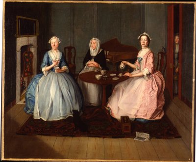 Een Familie in een Interieur die Thee Drinkt door English School