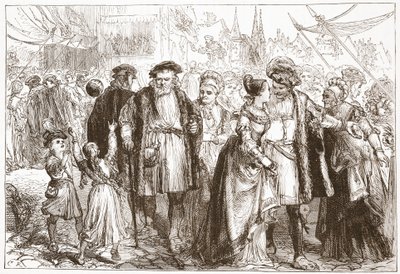Een feestdag in Neurenberg: tijd, zestiende eeuw, illustratie uit De Geschiedenis van het Protestantisme door James Aitken Wylie, 1878 door English School