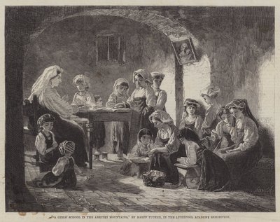 Een Meisjesschool in de Abruzzen (gravure) door English School