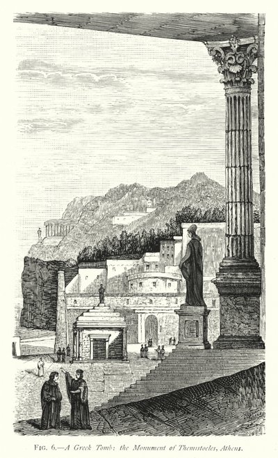 Een Griekse tombe, het monument van Themistocles, Athene door English School