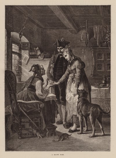 Een gelukkig paar (gravure) door English School