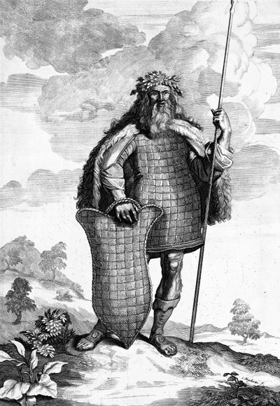 Een Marcomaan, gegraveerd door Cornelis Huyberts, illustratie bij Caesars Commentaries, vertaald in het Engels door William Duncan, gepubliceerd 1753 door English School