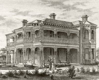 Een buitenhuis in Melbourne, ca.1880, uit 