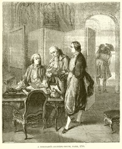 Een koopmanskantoor, Parijs, 1790 door English School