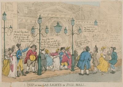 Een blik op de gaslichten in Pall Mall, Londen door English School