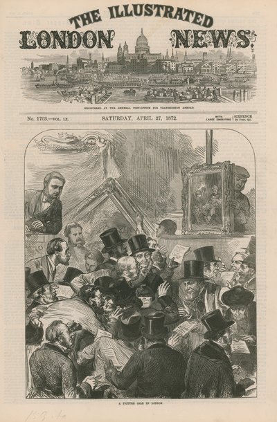 Een schilderijenverkoop in Londen door English School