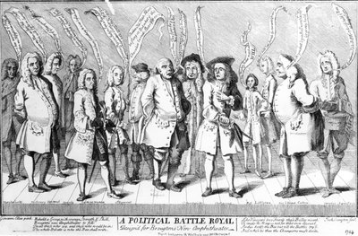 Een Politieke Battle Royal Ontworpen voor Broughtons Nieuwe Amfitheater, ca. 1743 door English School