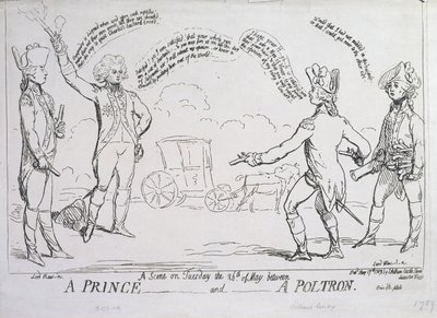 Een prins en een lafaard, uitgegeven door J. Aitken in 1789 door English School