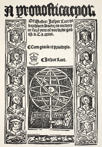Een voorspelling, door Jasper Laet (fl.1485-1532), gedrukt door R. Bankes, 1524 door English School