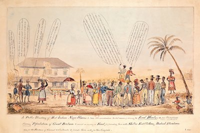 Een openbare bijeenkomst van West-Indische neger slaven door English School