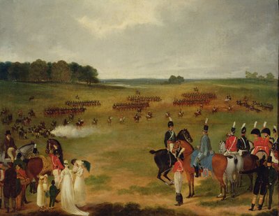 Een Recensie van de Londense Vrijwillige Cavalerie en Vliegende Artillerie in Hyde Park in 1804, c.1804 door English School