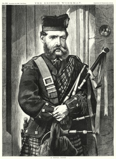 Een koninklijke pijper (gravure) door English School