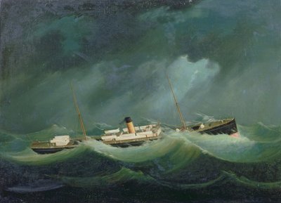 Een Saville Line-schip in ruw weer, c.1870 door English School